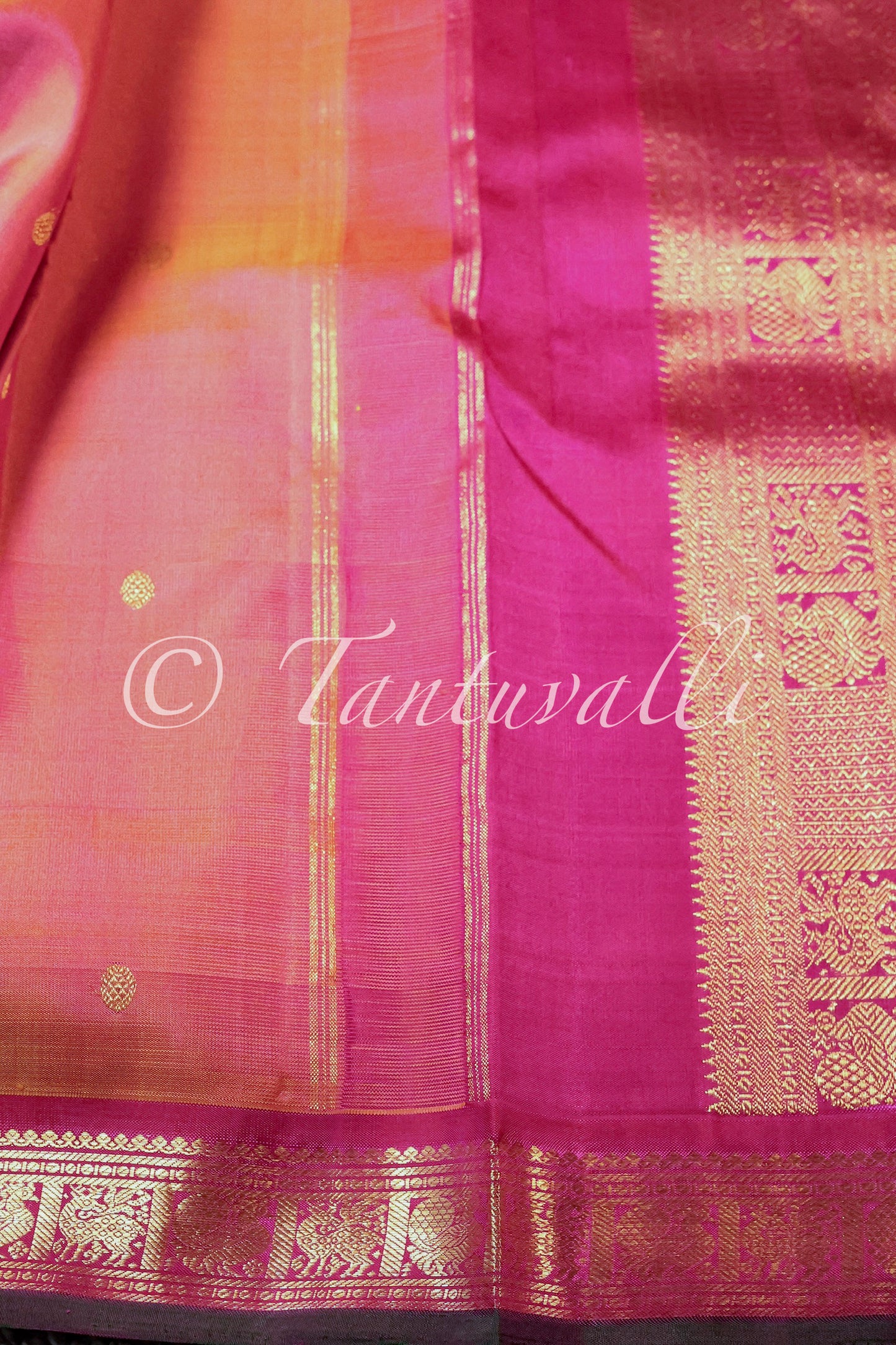 Dual Tone Orange with Magenta Small Korvai