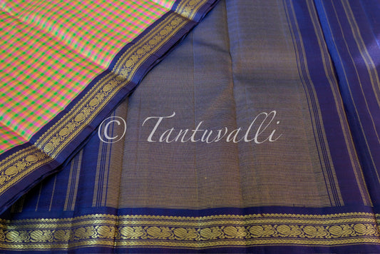 Multicolor Micro Checks Navy Blue Korvai