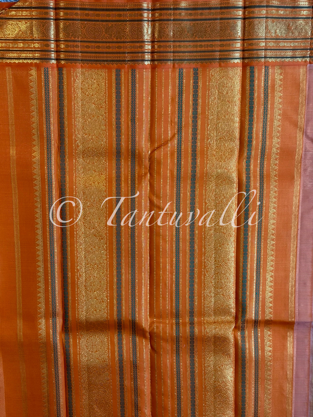 Ivory Vaira Oosi with Orange Varisaipet Korvai
