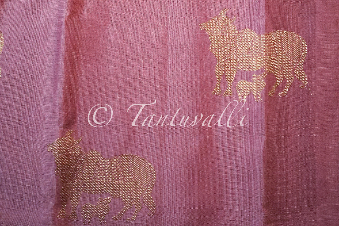 Mauve Pure Zari Kamadenu Borderless