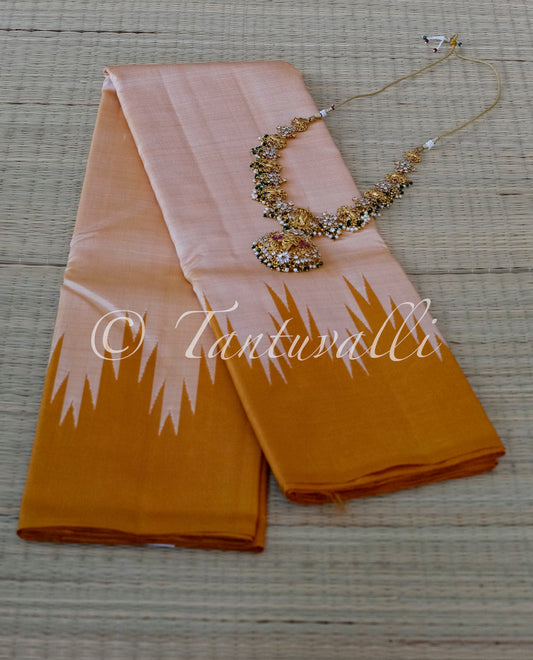 Sandal Orange Dual Tone Temple Border No Zari