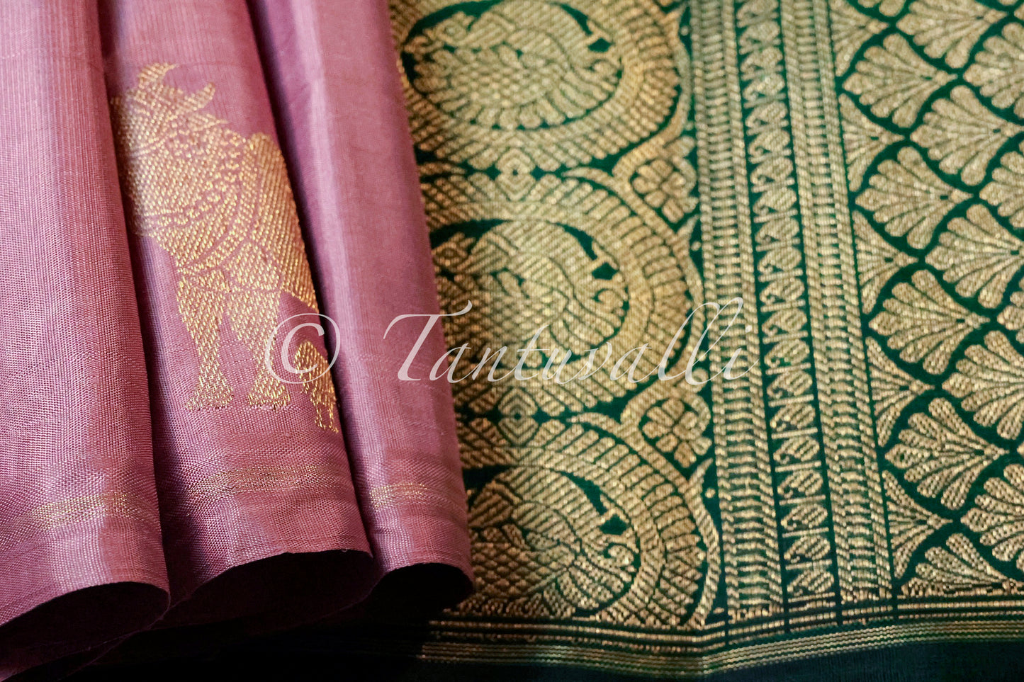 Mauve Pure Zari Kamadenu Borderless