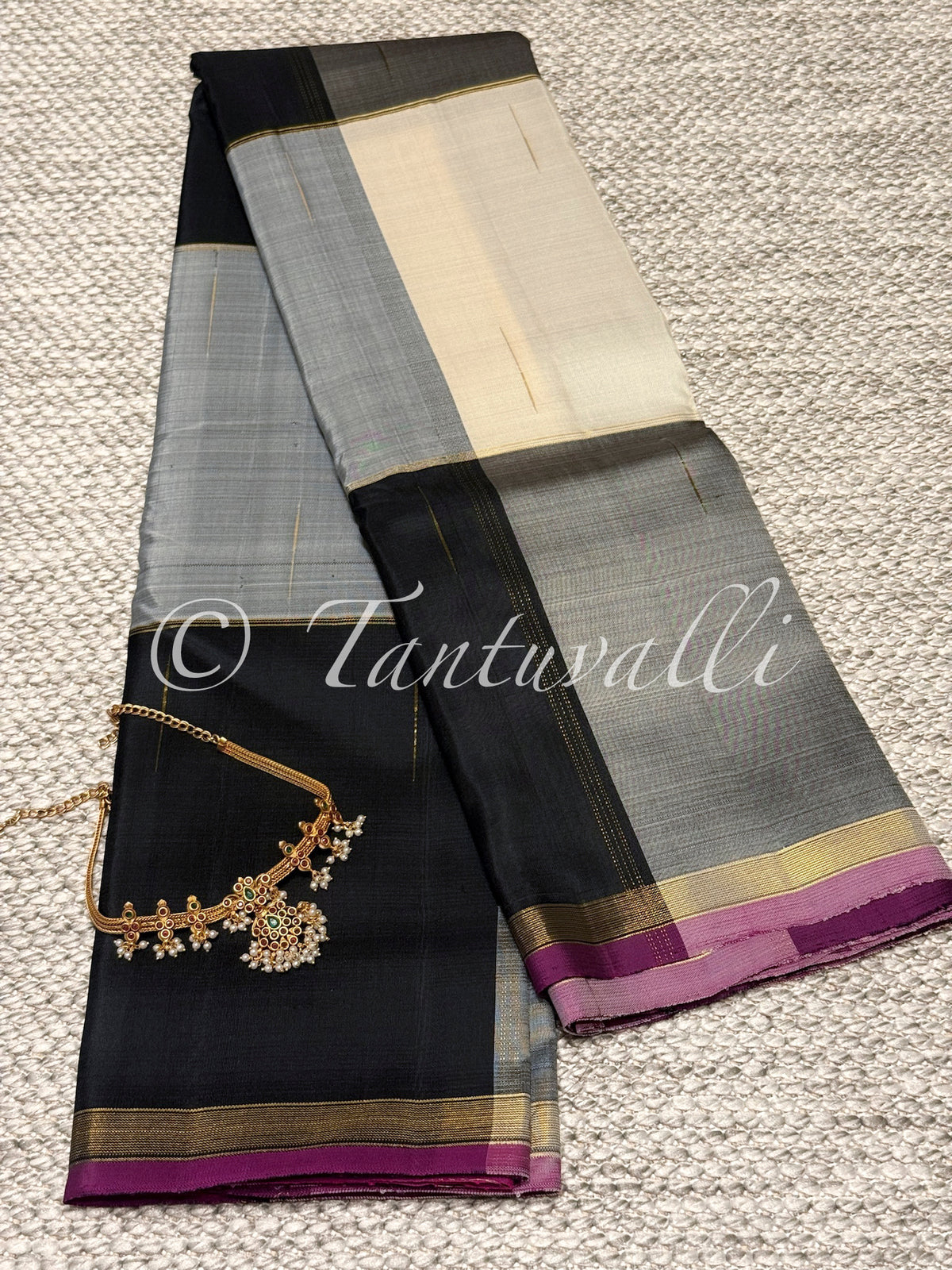 Multi Color Large Checks Borderless with Rani Pink Pallu