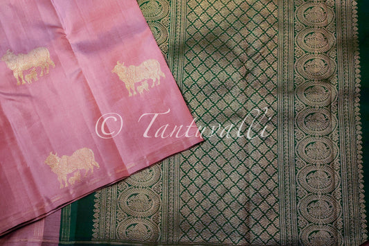 Mauve Pure Zari Kamadenu Borderless