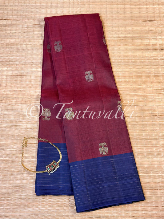 Maroon with Dark Blue Bodi Korvai