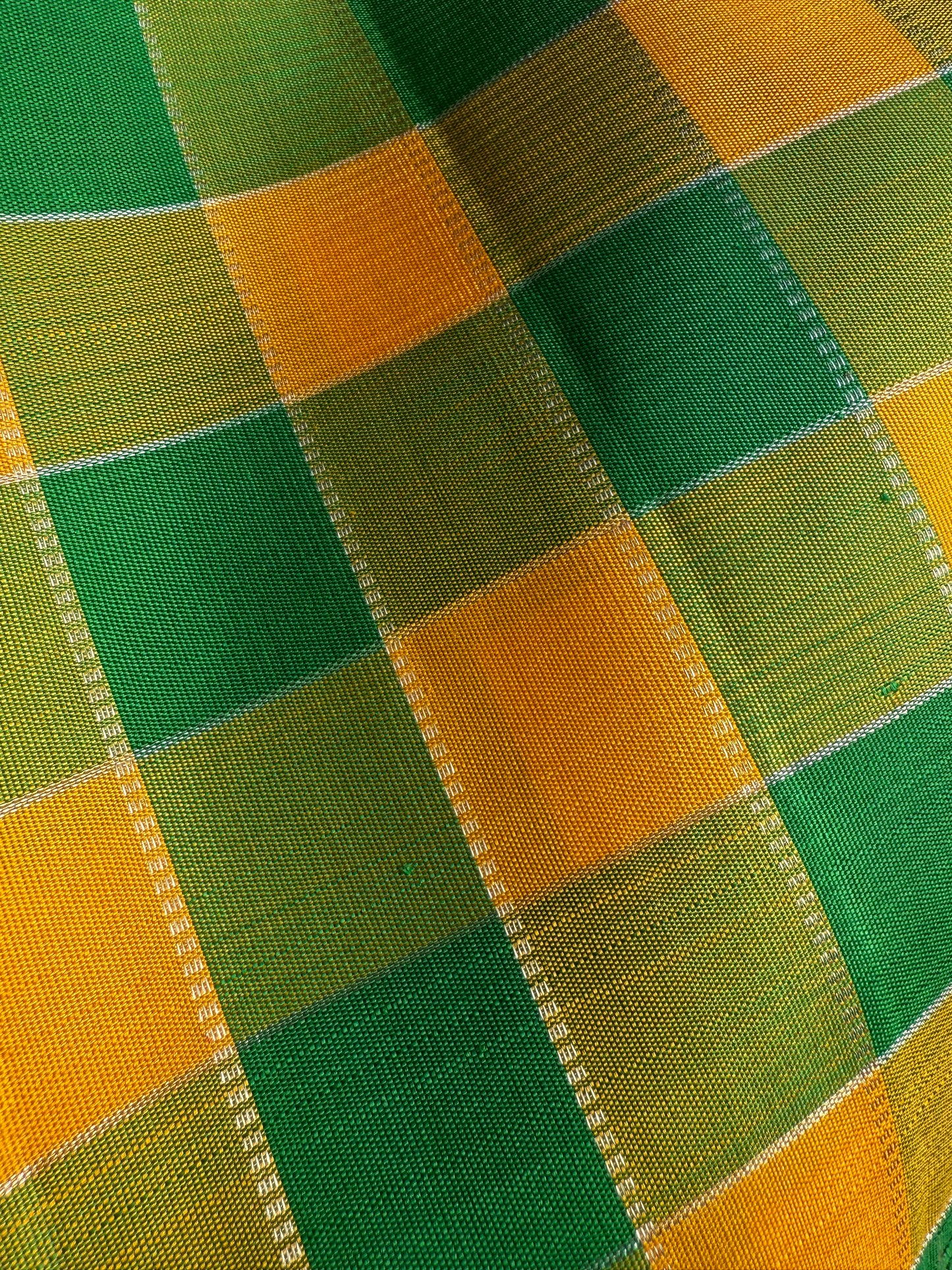 Yellow and green with beige Korvai