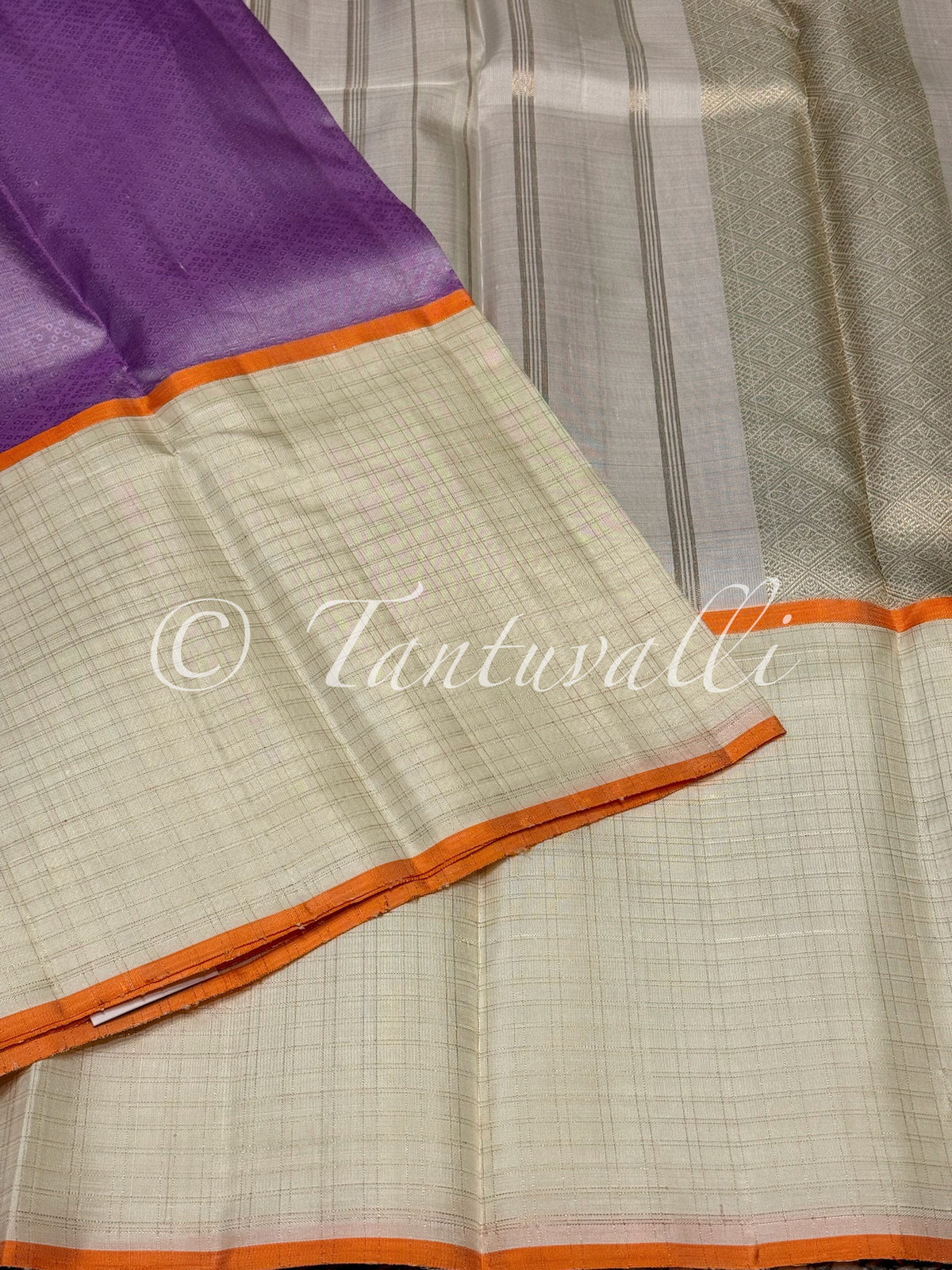 Lavender Fusion Bandhani Meenakari with Ivory Long Border Pure Zari