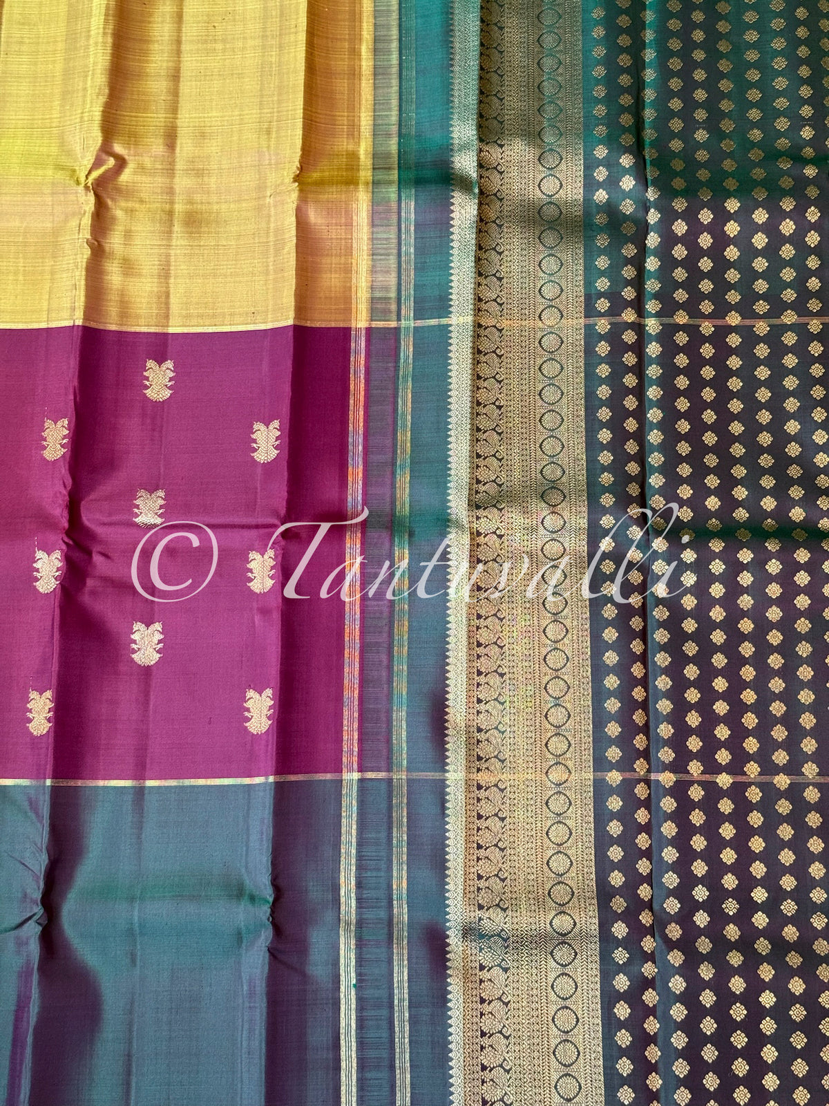 Manthulir Wine Mustard Muppagam Pure Zari