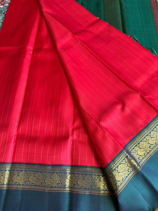 Chilli red with Bottle green korvai