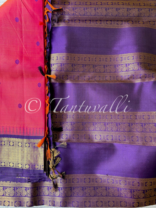 Rani Pink Shot Orange with Violet Korvai