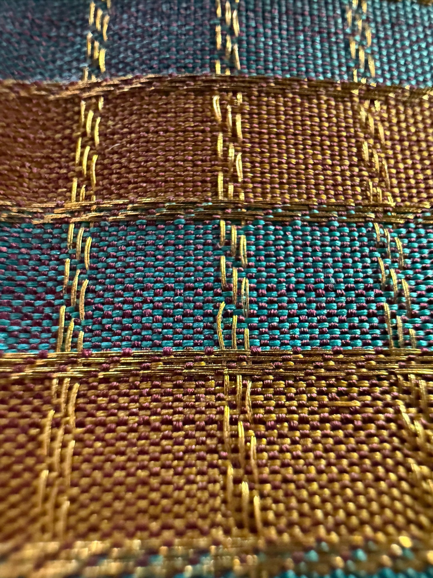 Olive green with Aubergine Korvai