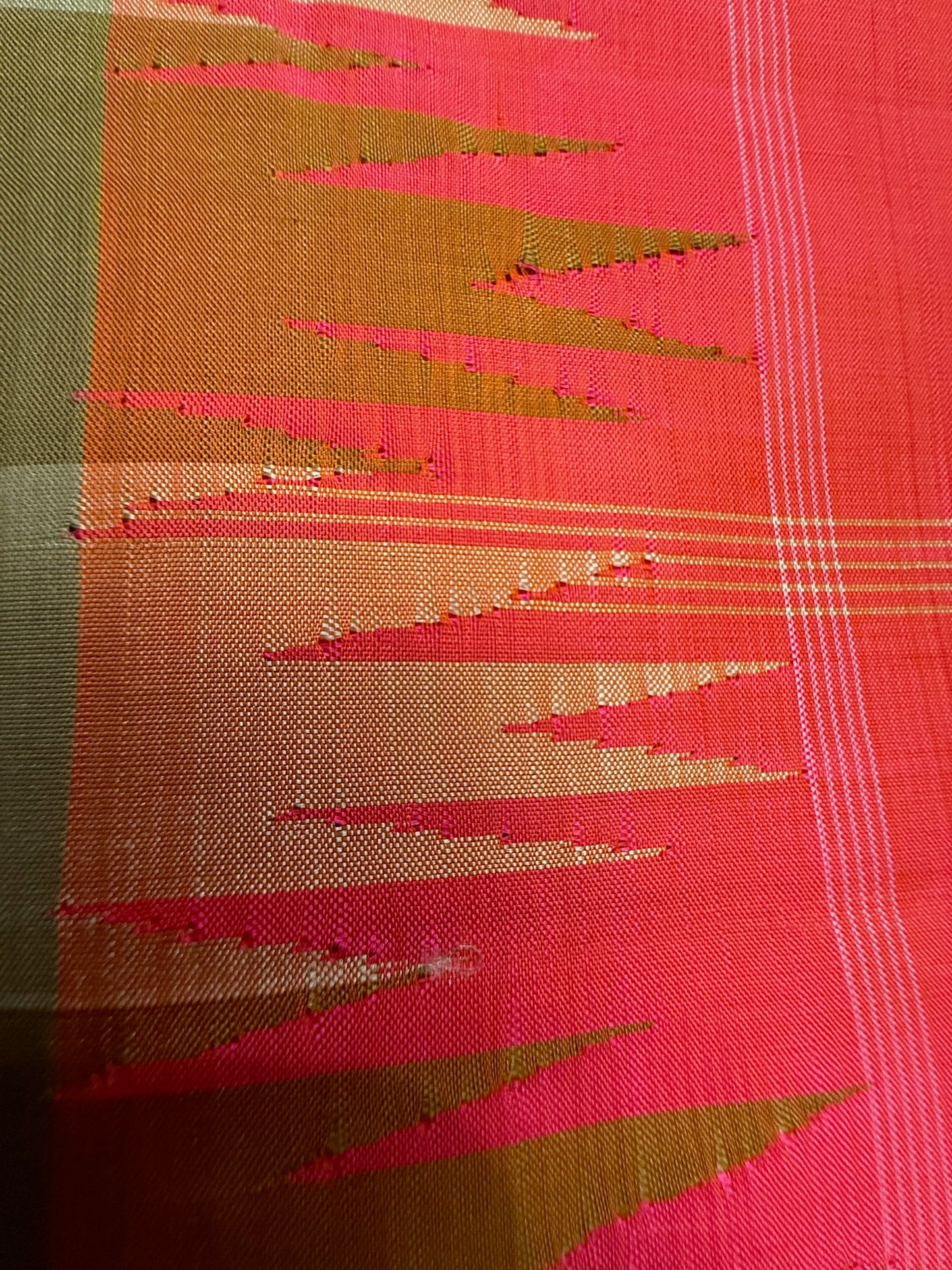 Fanta orange with Brown,beige Checks Korvai