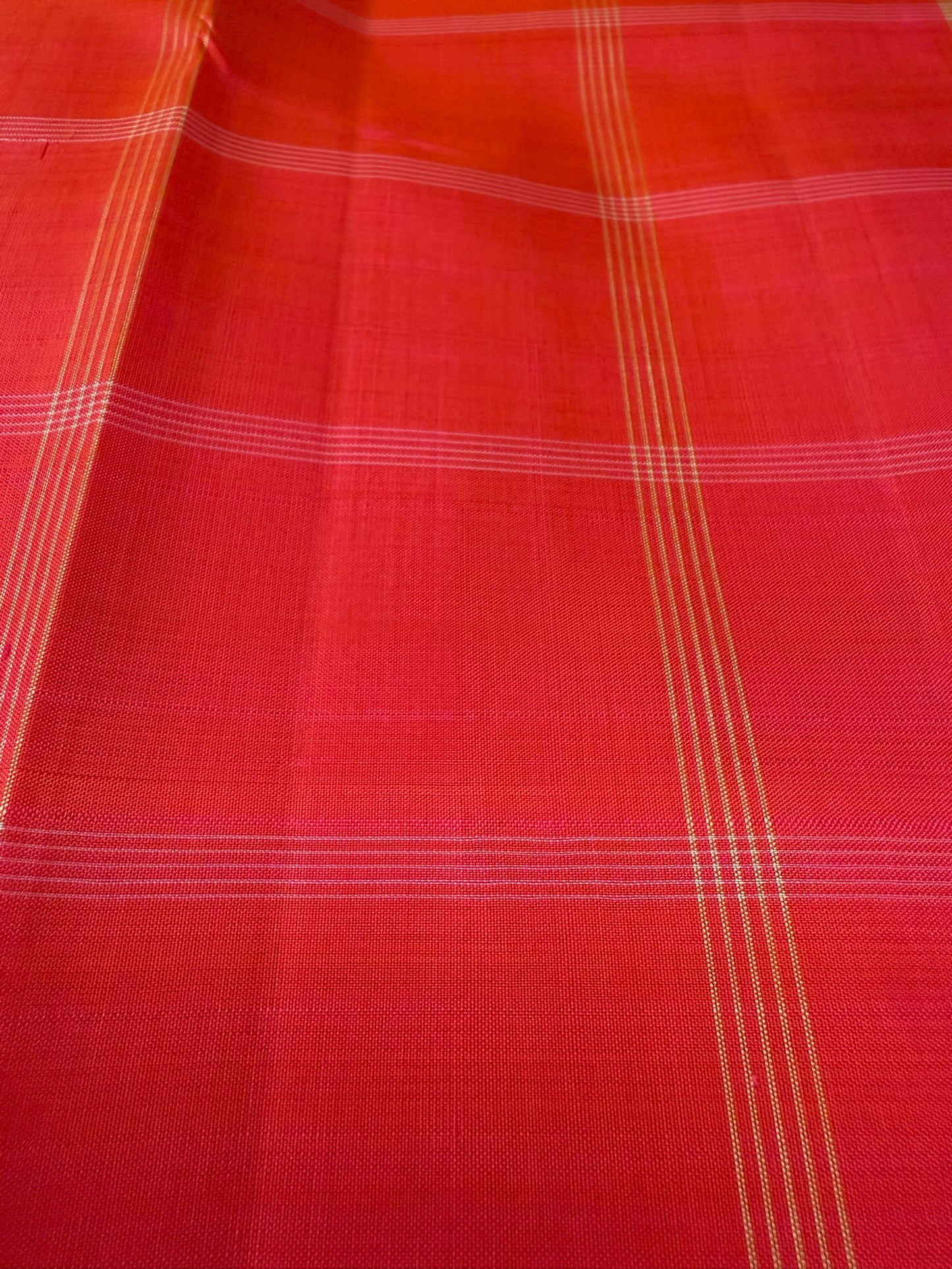 Fanta orange with Brown,beige Checks Korvai