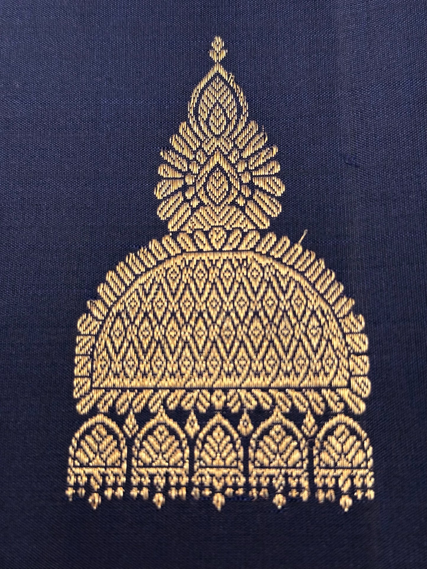 Grass green with Dark blue Jhimki Border