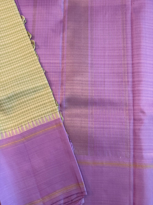 Spring leaf green with Lilac Korvai