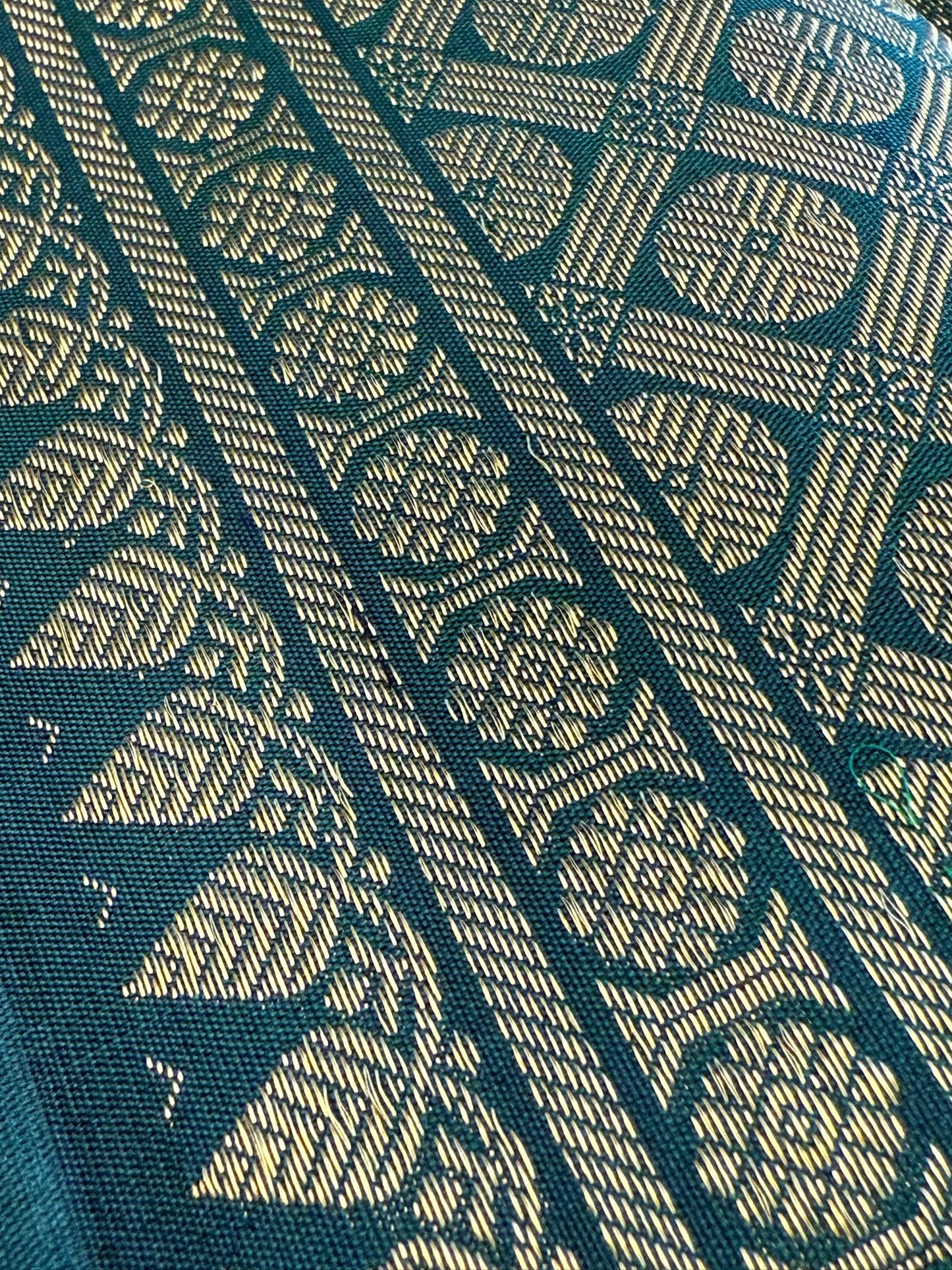 Mustard/golden olive with Bottle green Plain Korvai