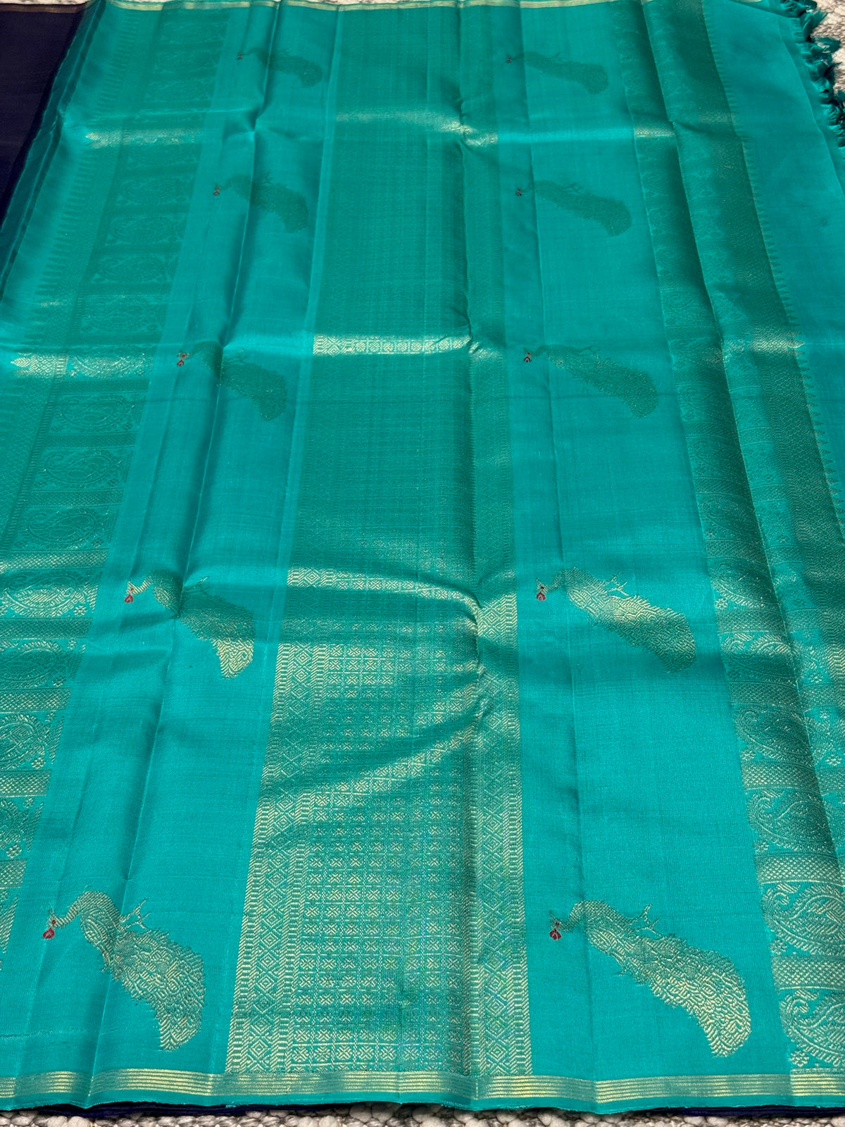 Pure zari Purple Blue borderless