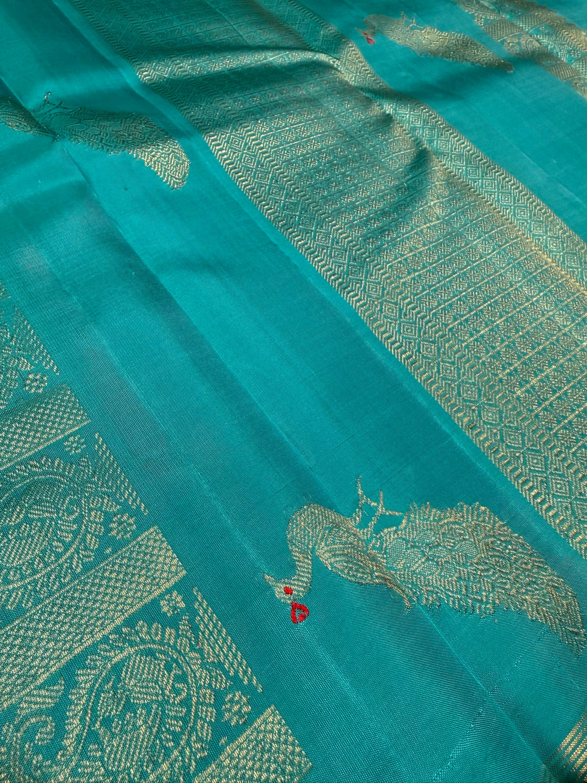 Pure zari Purple Blue borderless