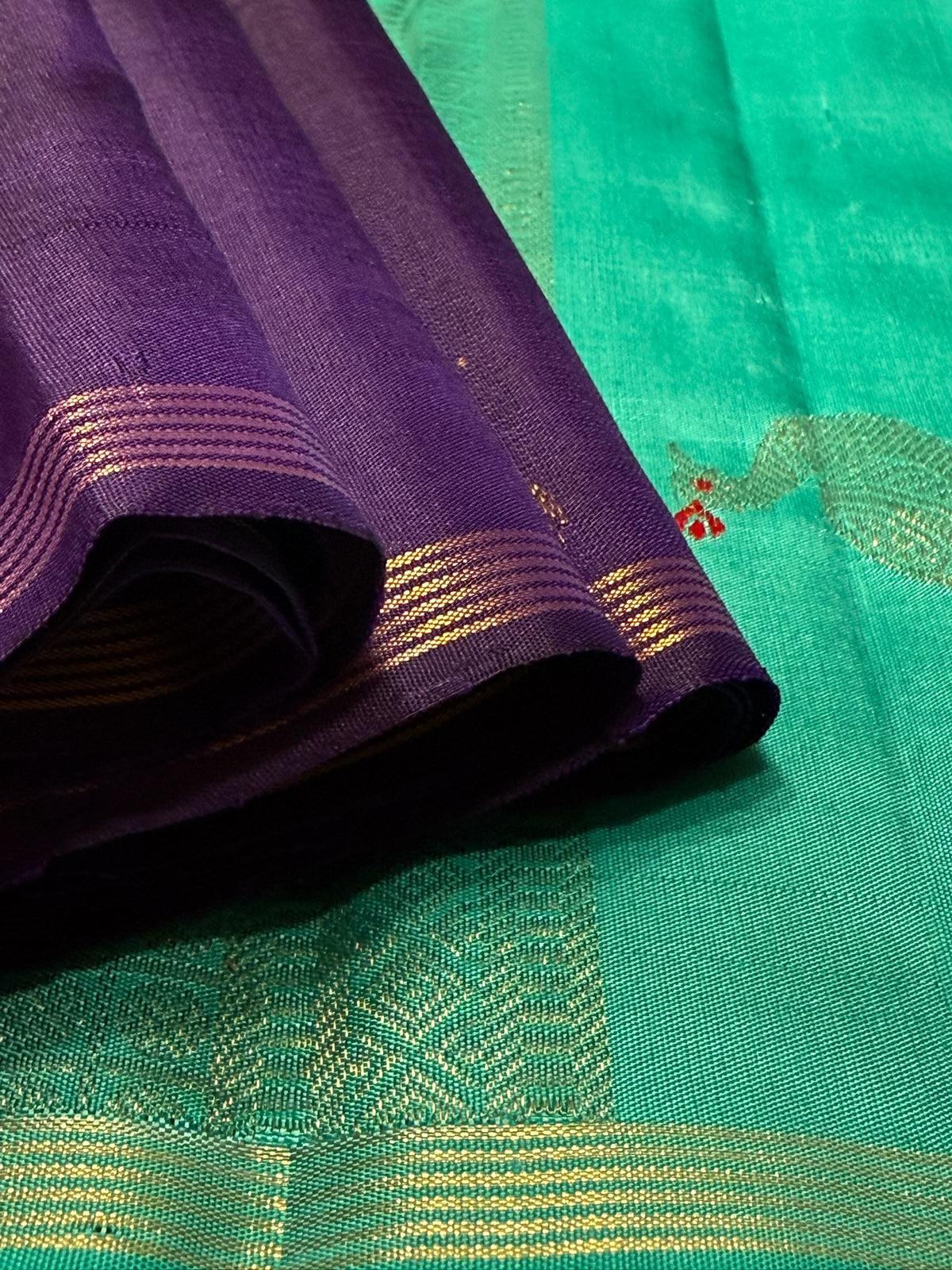 Pure zari Purple Blue borderless