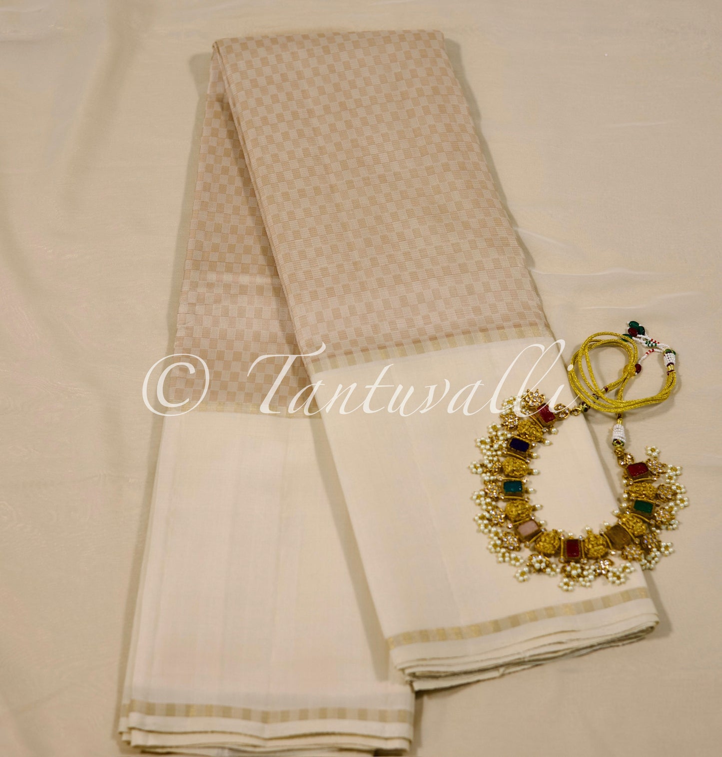 White off white checks with Bodi Korvai