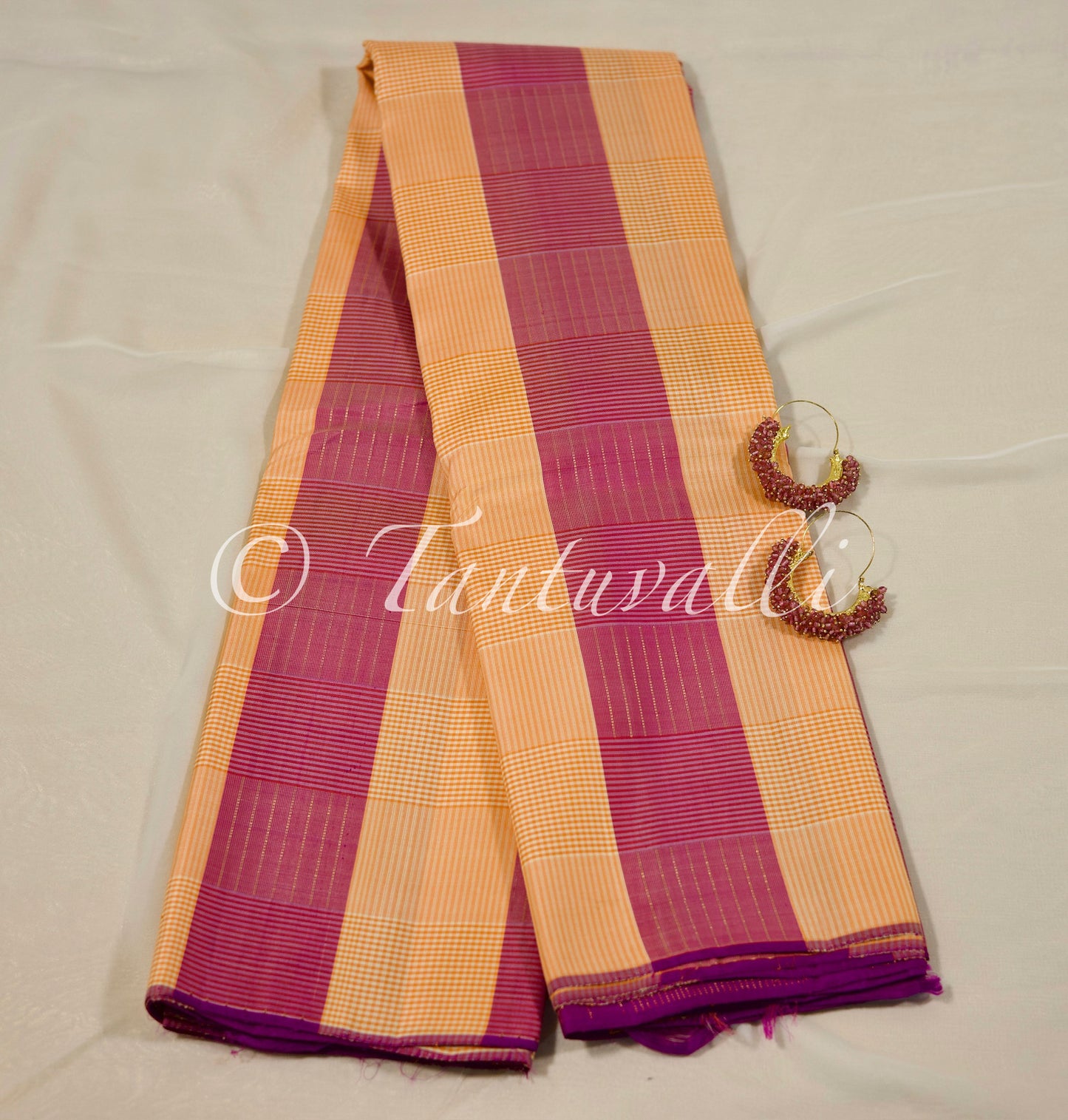 Pink Orange with checks - Borderless