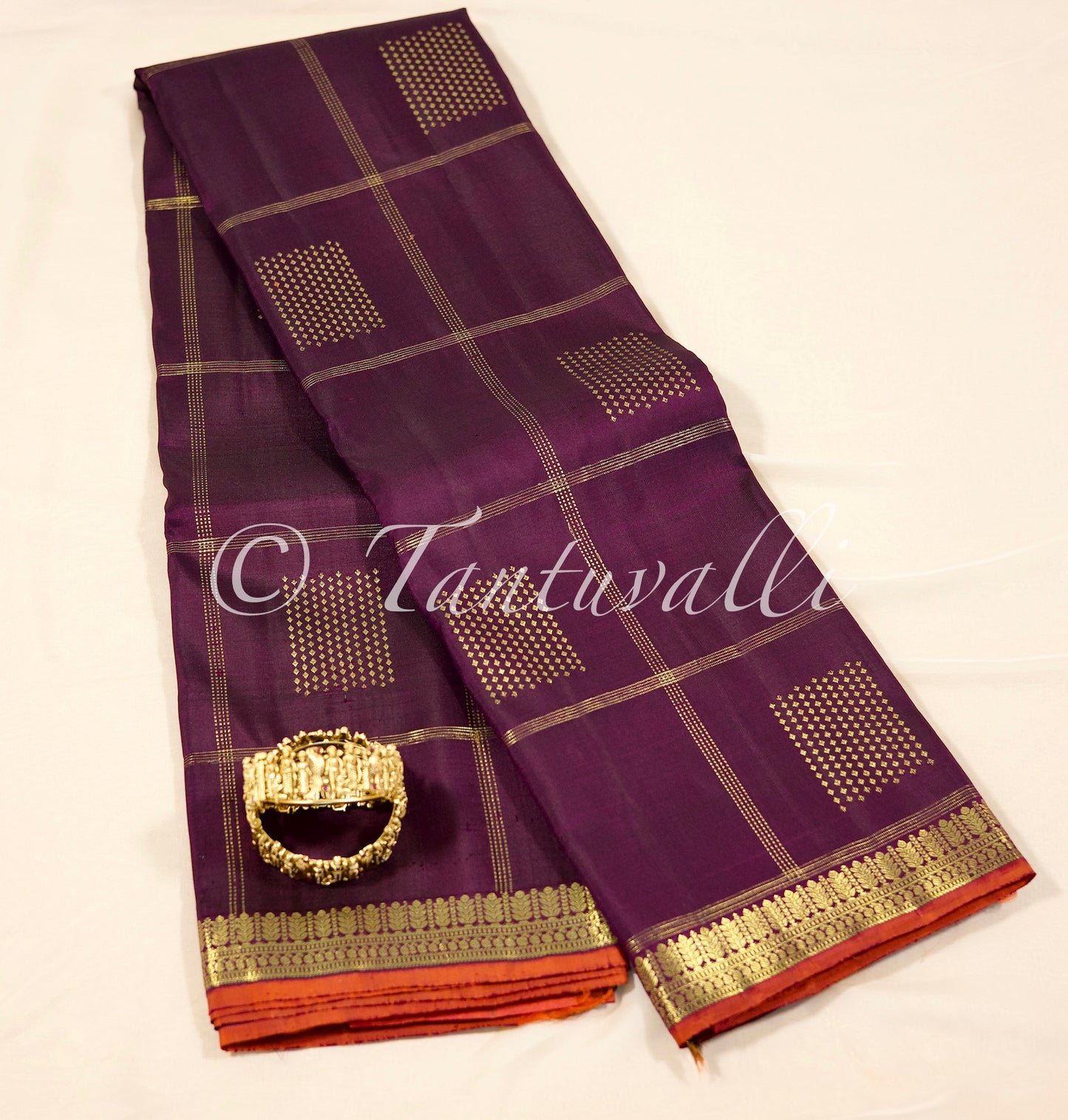 Jamun with Rust Zari Border