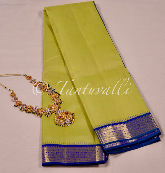 Elaichi green with Dual shade ramar blue Thazhampoo Korvai