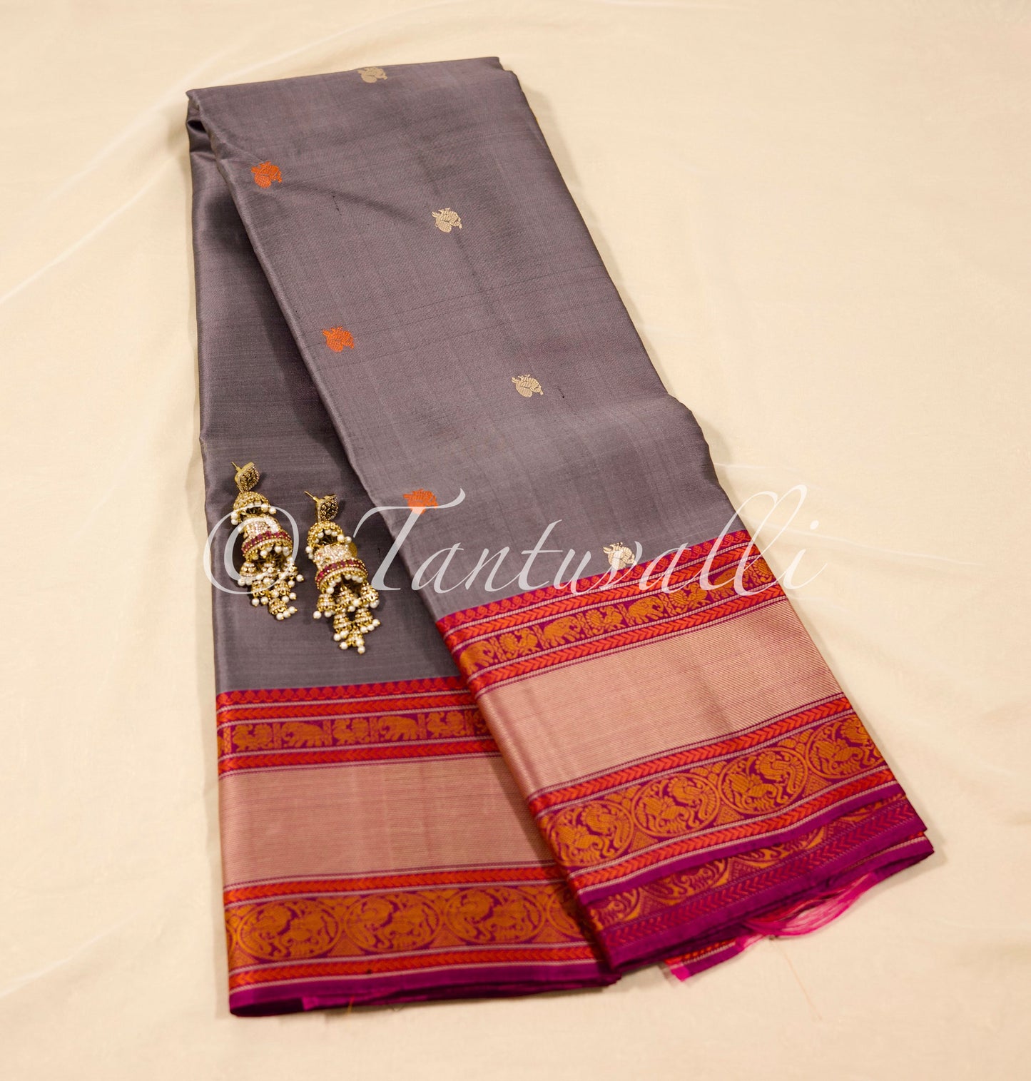 Slate grey with Vadamalli Thread Border