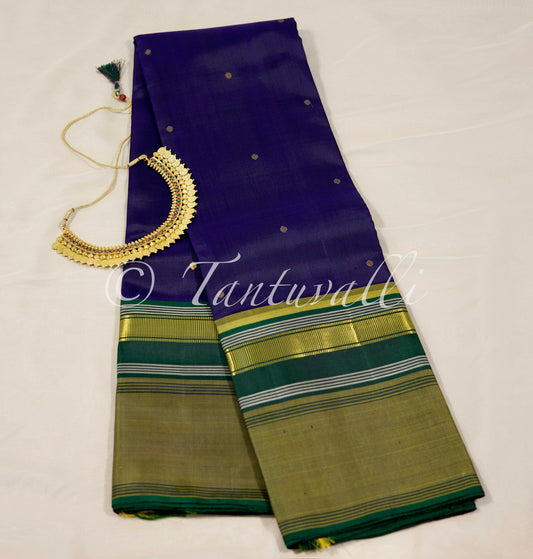 Dual tone indigo with Olive green Korvai