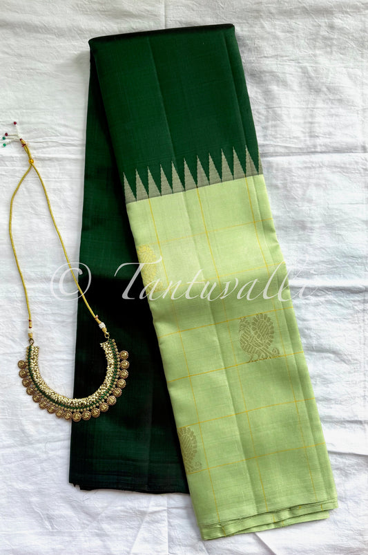 Bottle green with Pista green Korvai