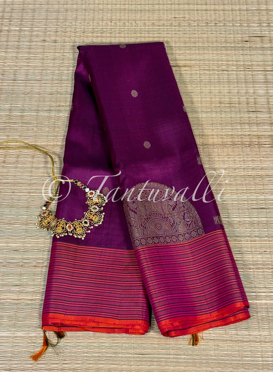 Purple with Orange Stripes Korvai