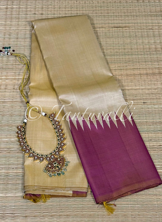 Cream Yellow and Dual Shade Mauve Pink Rising Temple