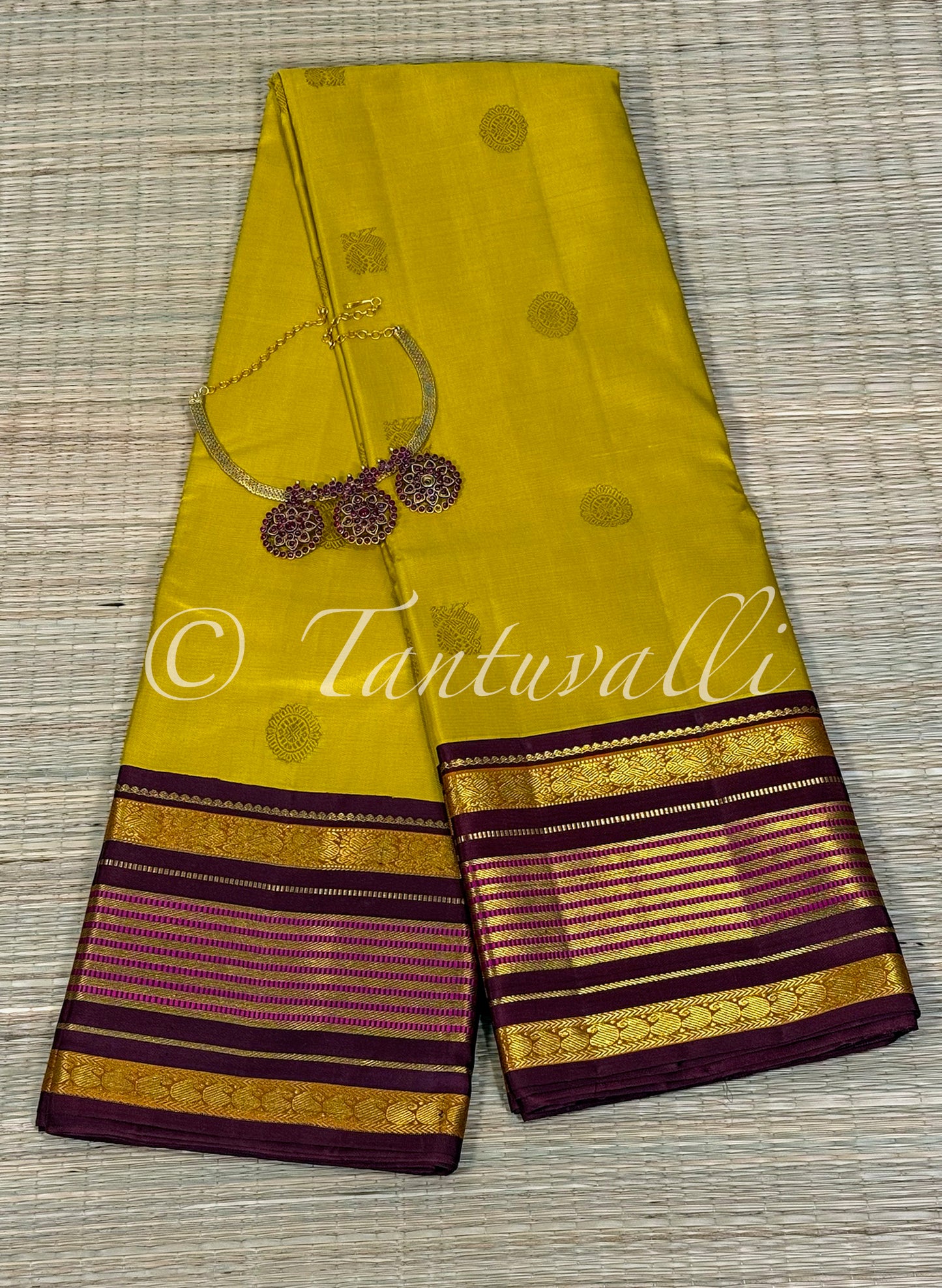 Turmeric Yellow and Maroon Varisaipet Korvai