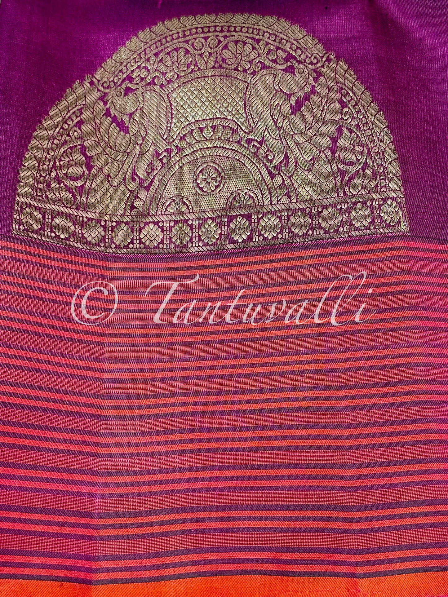 Purple with Orange Stripes Korvai