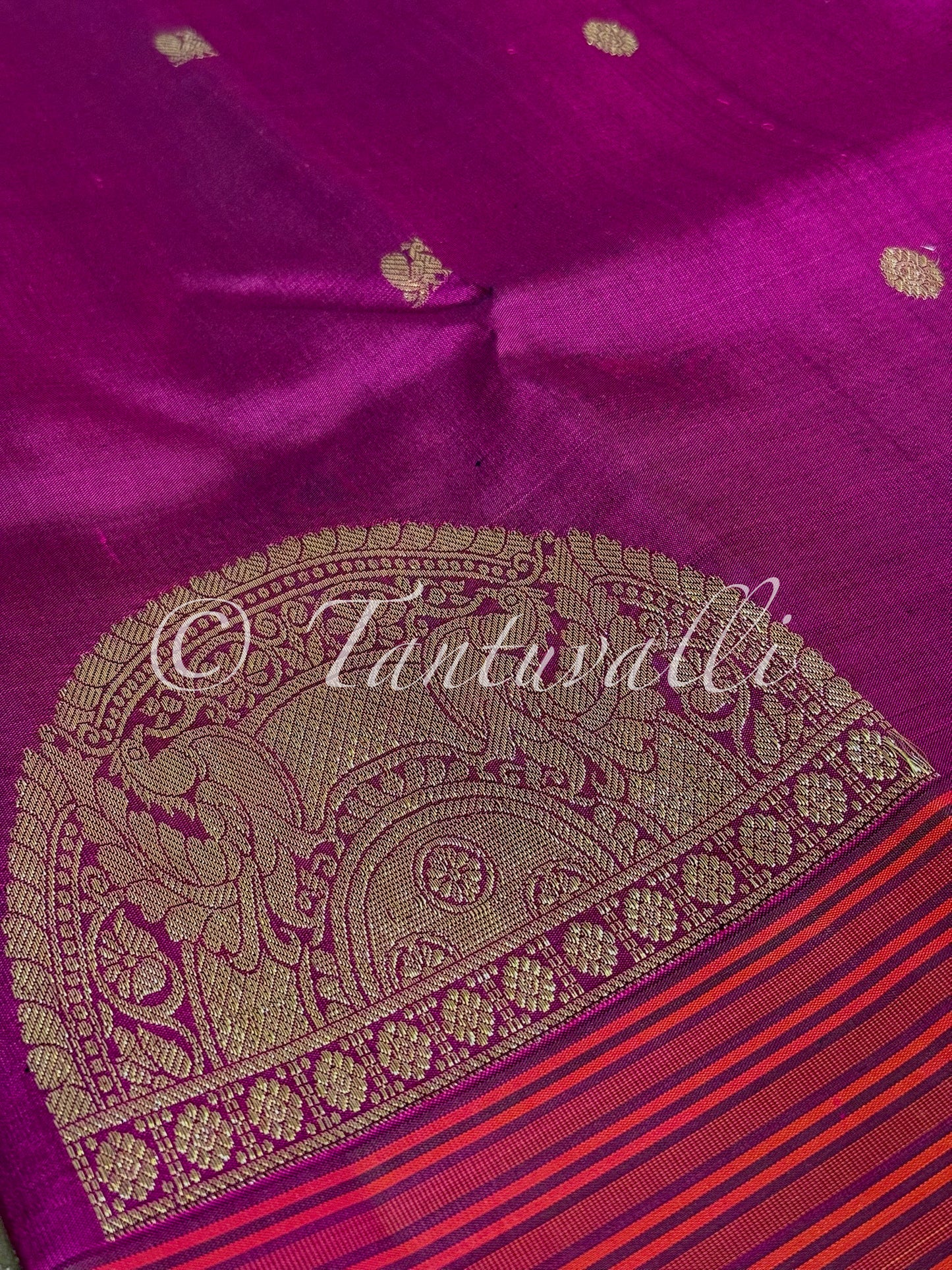 Purple with Orange Stripes Korvai