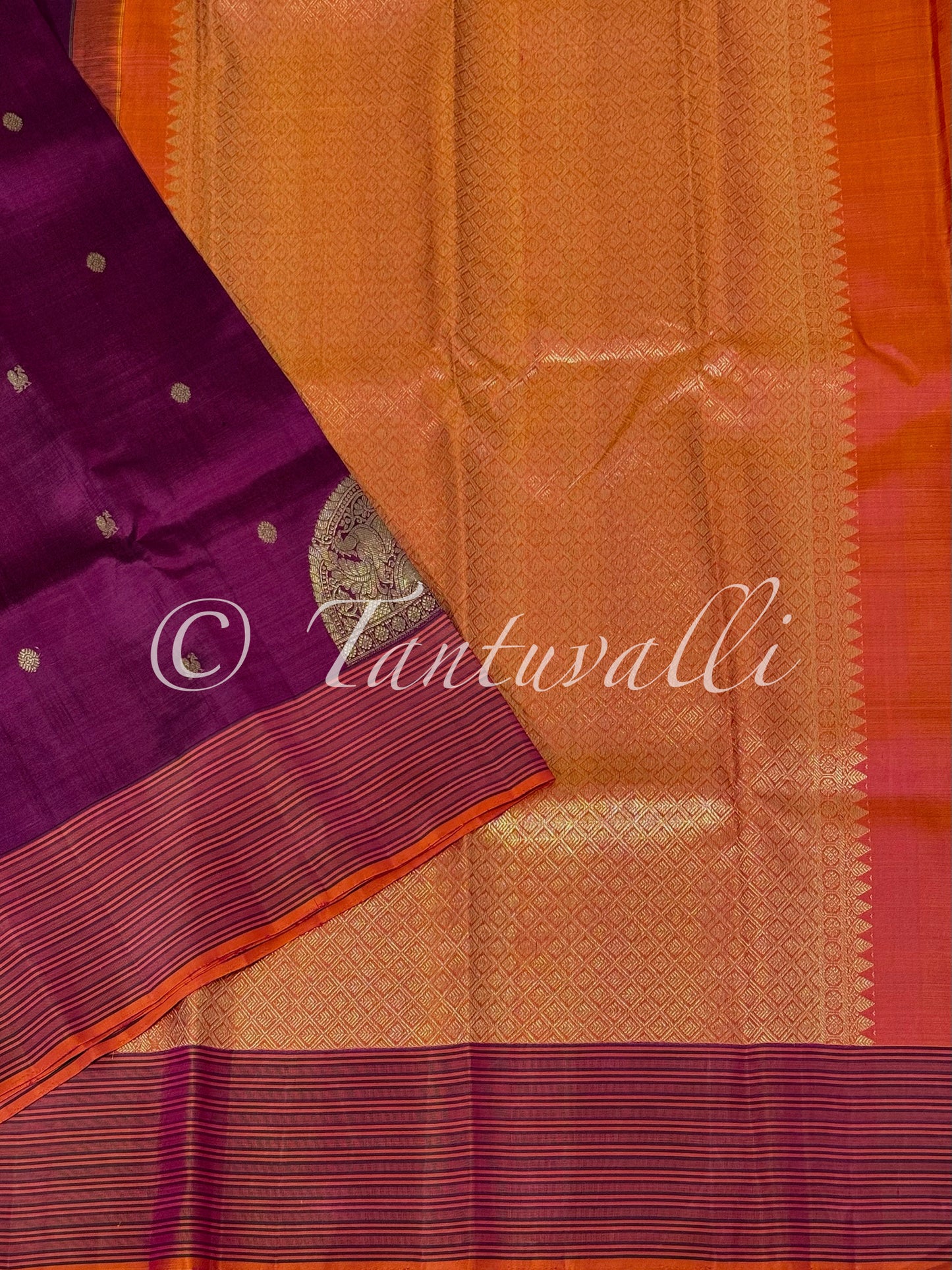 Purple with Orange Stripes Korvai