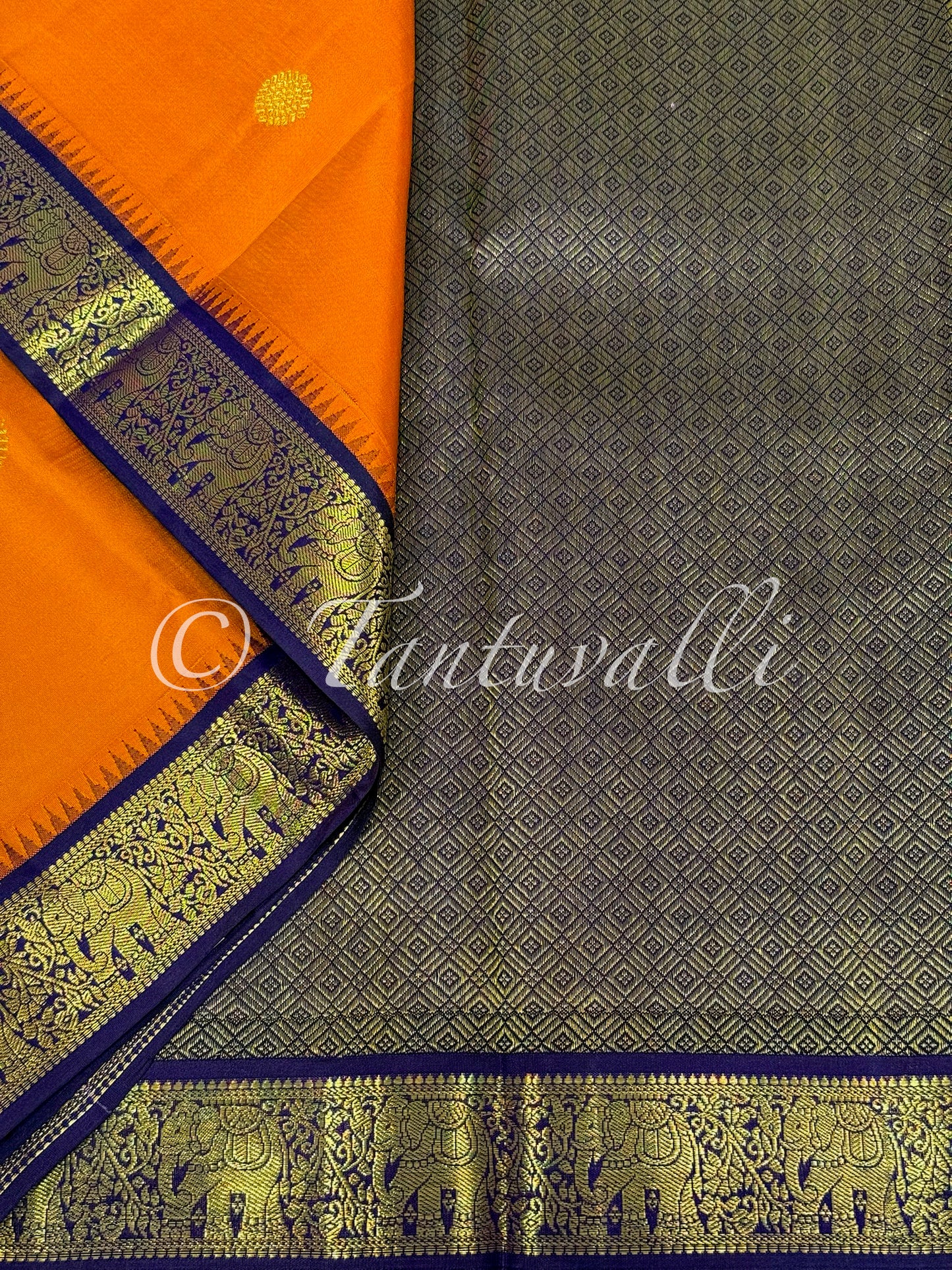 Orange with Violet Small Korvai