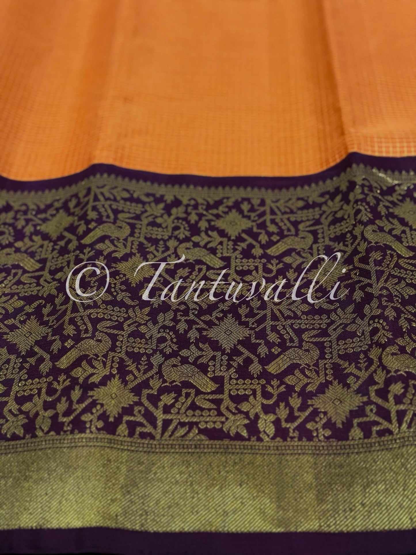 Orange Kattam with Deep Brown Vanasingaram Tall Korvai