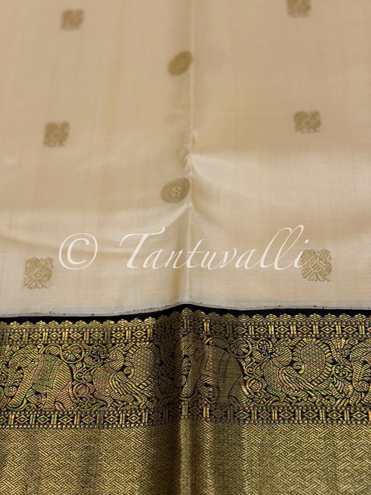 Off White with Paakku Brown Korvai