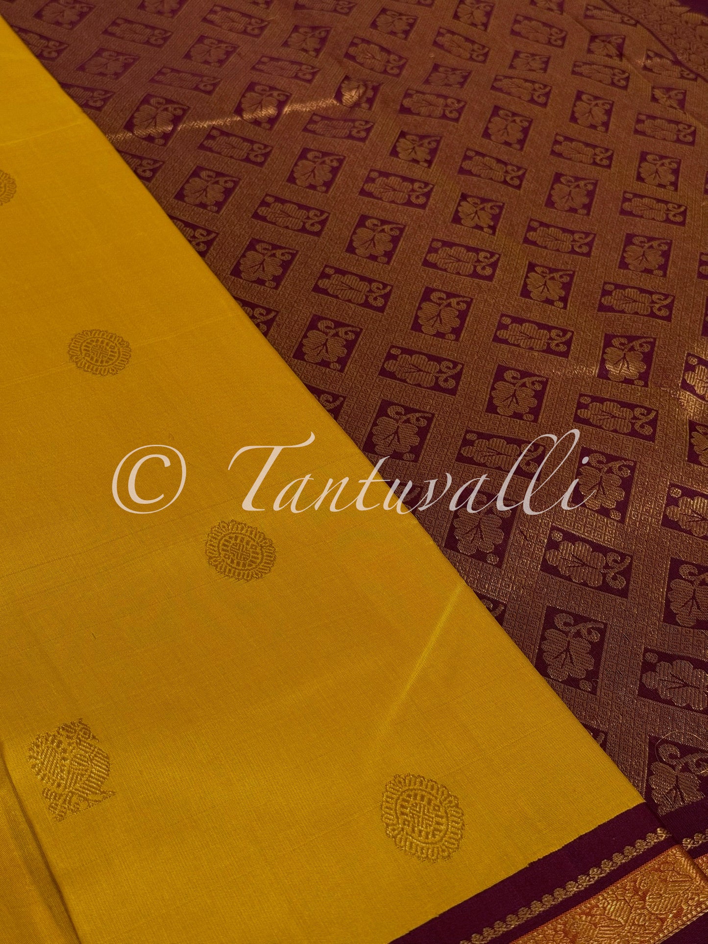 Turmeric Yellow and Maroon Varisaipet Korvai