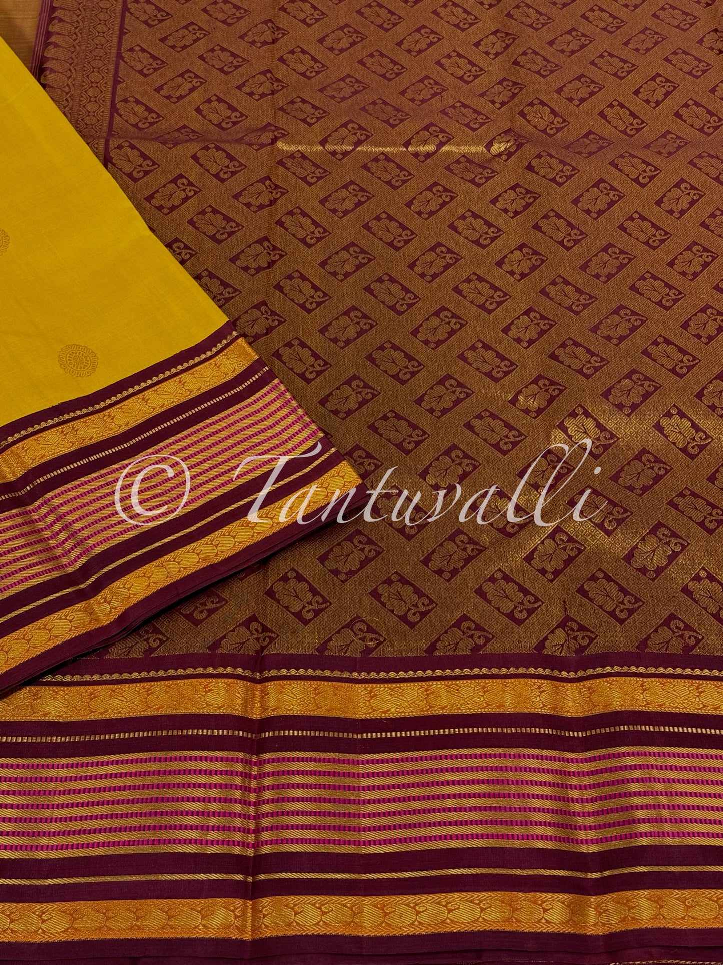 Turmeric Yellow and Maroon Varisaipet Korvai