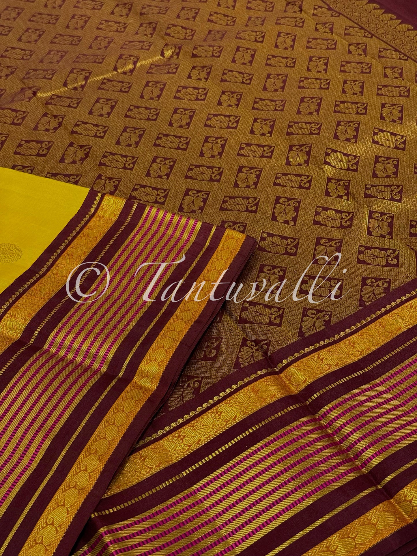 Turmeric Yellow and Maroon Varisaipet Korvai