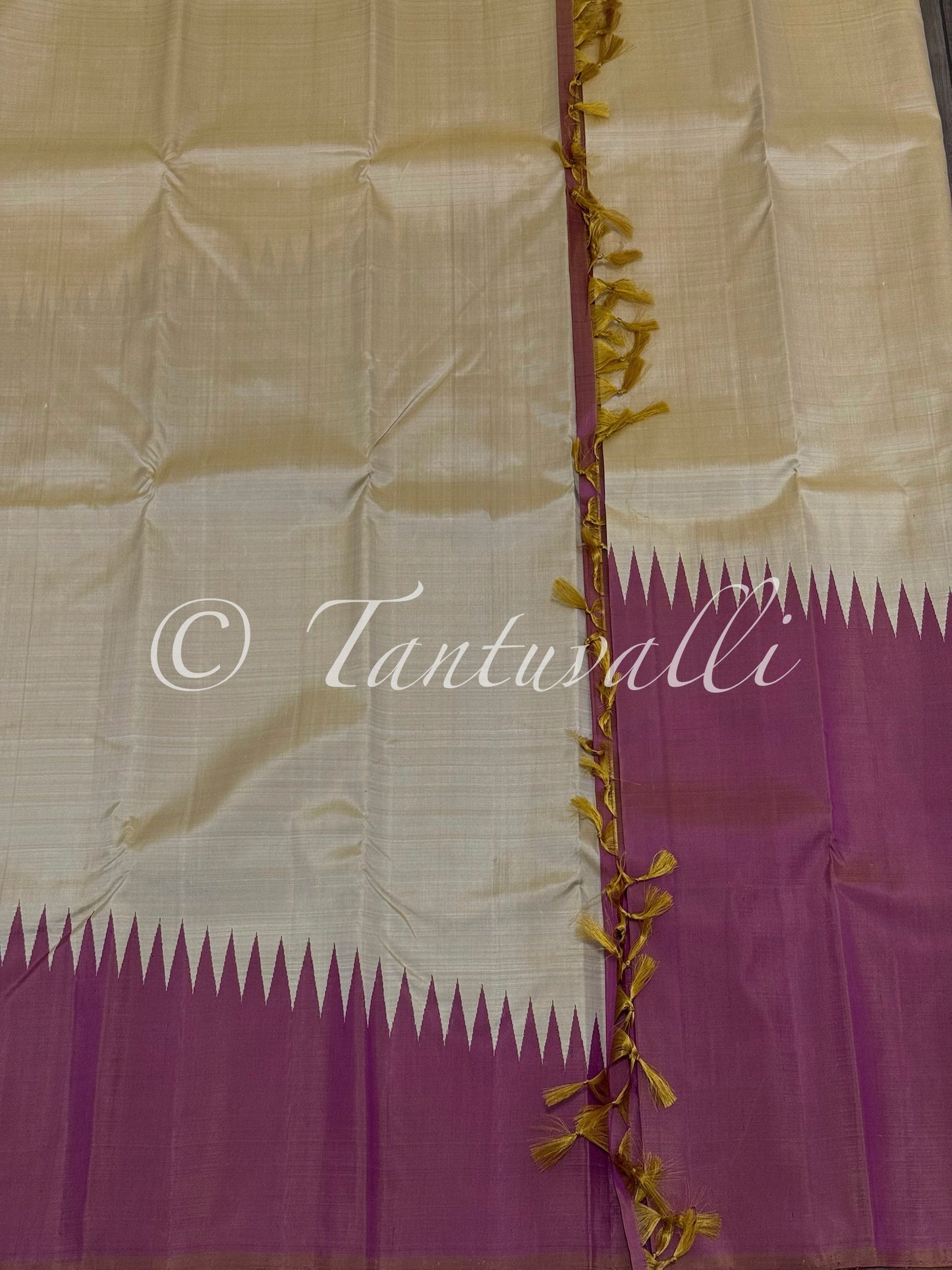 Cream Yellow and Dual Shade Mauve Pink Rising Temple