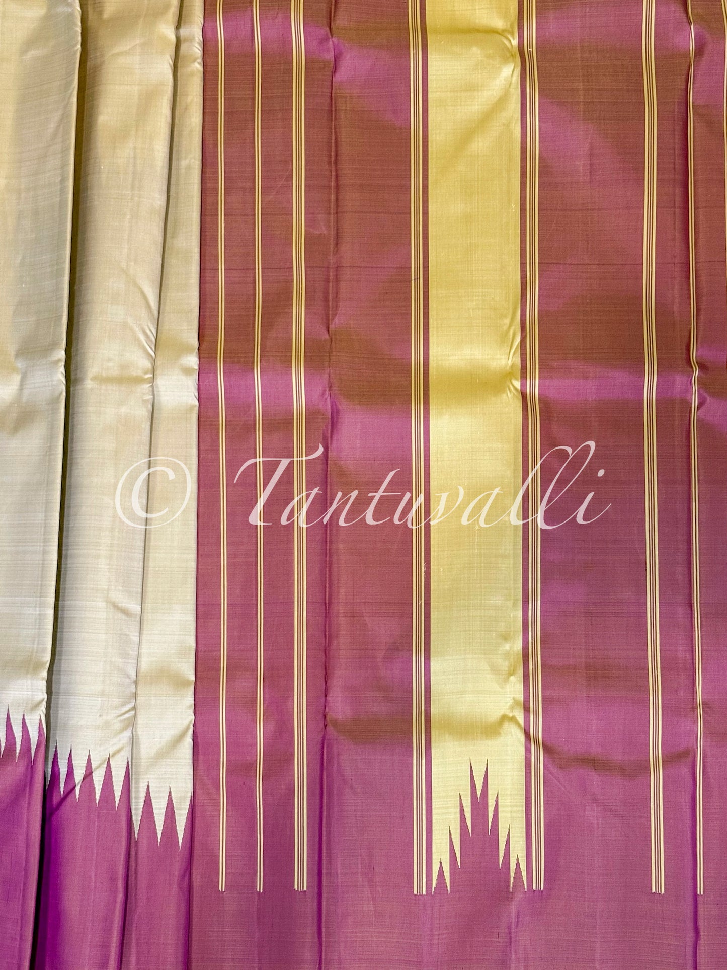 Cream Yellow and Dual Shade Mauve Pink Rising Temple