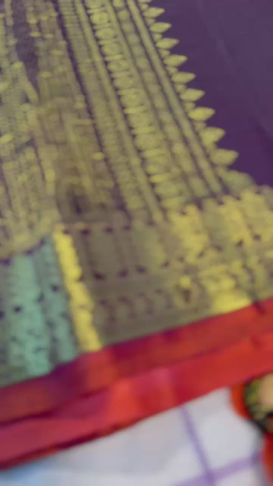 Jamun with Rust Zari Border