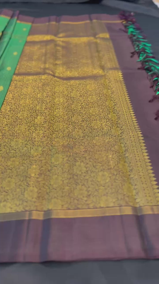 Bottle green with Coffee brown Bodi Korvai